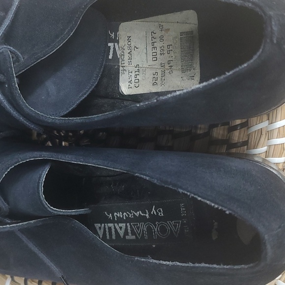 Vintage Aquatalia Suede Shoes Lace-up Block Heel UK 7 US 8.5-9 - Picture 5 of 16